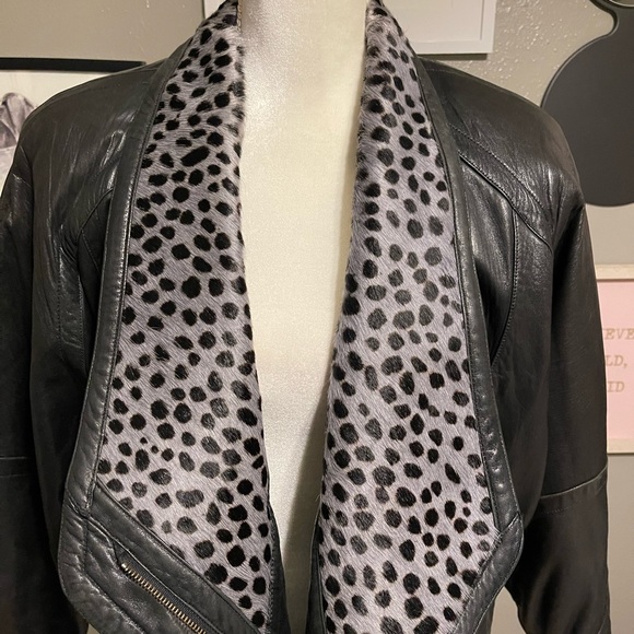 Marc Buchanan for Tannery West Vintage Leather and Fur Wide Collar Style Jacket - Picture 11 of 16